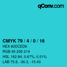颜色代码: CMYK 79 / 4 / 0 / 16 | qconv.com