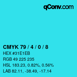 Color code: CMYK 79 / 4 / 0 / 8 | qconv.com