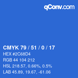 颜色代码: CMYK 79 / 51 / 0 / 17 | qconv.com