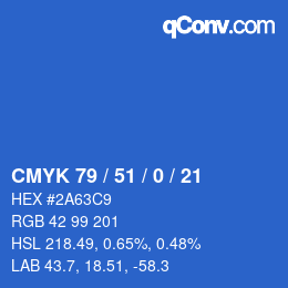 颜色代码: CMYK 79 / 51 / 0 / 21 | qconv.com
