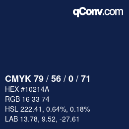 カラーコード: CMYK 79 / 56 / 0 / 71 | qconv.com