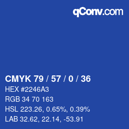 Color code: CMYK 79 / 57 / 0 / 36 | qconv.com