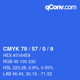 Color code: CMYK 79 / 57 / 0 / 9 | qconv.com