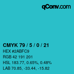颜色代码: CMYK 79 / 5 / 0 / 21 | qconv.com