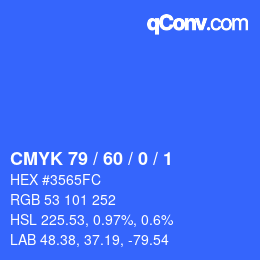 カラーコード: CMYK 79 / 60 / 0 / 1 | qconv.com
