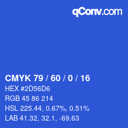 颜色代码: CMYK 79 / 60 / 0 / 16 | qconv.com