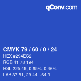 カラーコード: CMYK 79 / 60 / 0 / 24 | qconv.com
