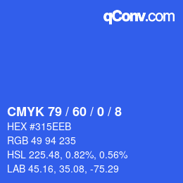 Color code: CMYK 79 / 60 / 0 / 8 | qconv.com