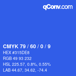 カラーコード: CMYK 79 / 60 / 0 / 9 | qconv.com