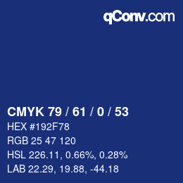 Farbcode: CMYK 79 / 61 / 0 / 53 | qconv.com