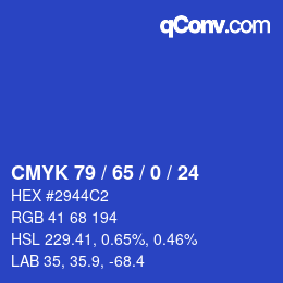カラーコード: CMYK 79 / 65 / 0 / 24 | qconv.com