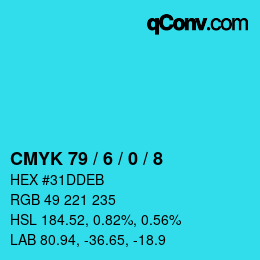 カラーコード: CMYK 79 / 6 / 0 / 8 | qconv.com