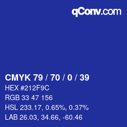 カラーコード: CMYK 79 / 70 / 0 / 39 | qconv.com
