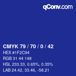 Color code: CMYK 79 / 70 / 0 / 42 | qconv.com