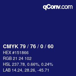 Código de color: CMYK 79 / 76 / 0 / 60 | qconv.com