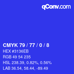 Color code: CMYK 79 / 77 / 0 / 8 | qconv.com