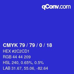 颜色代码: CMYK 79 / 79 / 0 / 18 | qconv.com