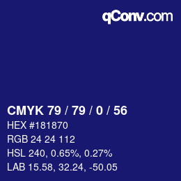 Color code: CMYK 79 / 79 / 0 / 56 | qconv.com