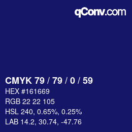 Color code: CMYK 79 / 79 / 0 / 59 | qconv.com