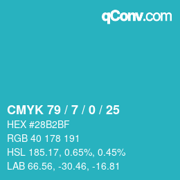颜色代码: CMYK 79 / 7 / 0 / 25 | qconv.com