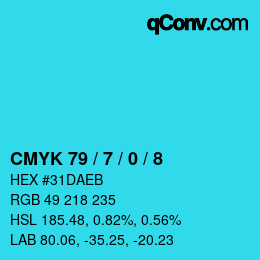 カラーコード: CMYK 79 / 7 / 0 / 8 | qconv.com