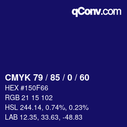 Color code: CMYK 79 / 85 / 0 / 60 | qconv.com
