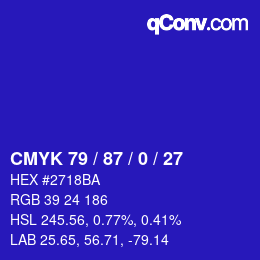 カラーコード: CMYK 79 / 87 / 0 / 27 | qconv.com