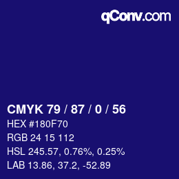 颜色代码: CMYK 79 / 87 / 0 / 56 | qconv.com