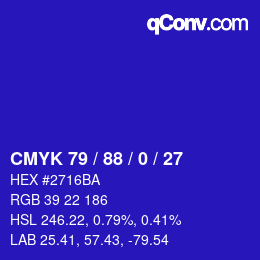 颜色代码: CMYK 79 / 88 / 0 / 27 | qconv.com