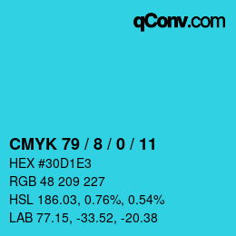 Color code: CMYK 79 / 8 / 0 / 11 | qconv.com
