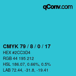 Color code: CMYK 79 / 8 / 0 / 17 | qconv.com