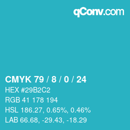 カラーコード: CMYK 79 / 8 / 0 / 24 | qconv.com