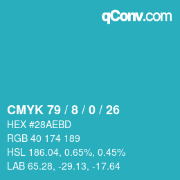 颜色代码: CMYK 79 / 8 / 0 / 26 | qconv.com