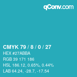 カラーコード: CMYK 79 / 8 / 0 / 27 | qconv.com