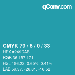 カラーコード: CMYK 79 / 8 / 0 / 33 | qconv.com
