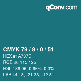 カラーコード: CMYK 79 / 8 / 0 / 51 | qconv.com