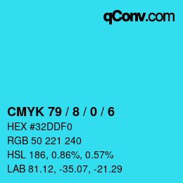カラーコード: CMYK 79 / 8 / 0 / 6 | qconv.com