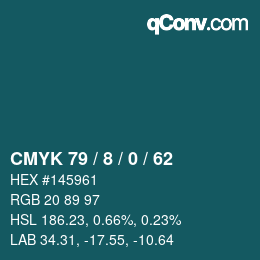 カラーコード: CMYK 79 / 8 / 0 / 62 | qconv.com