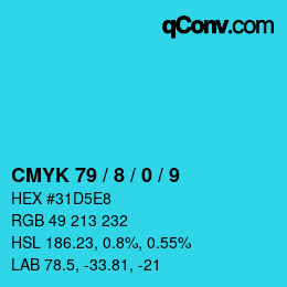 颜色代码: CMYK 79 / 8 / 0 / 9 | qconv.com