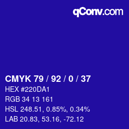 カラーコード: CMYK 79 / 92 / 0 / 37 | qconv.com