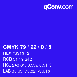 颜色代码: CMYK 79 / 92 / 0 / 5 | qconv.com