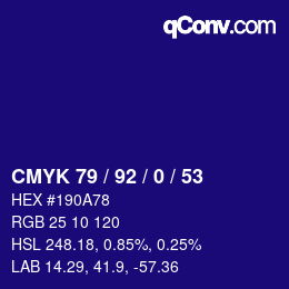 Color code: CMYK 79 / 92 / 0 / 53 | qconv.com