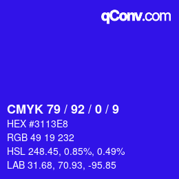 颜色代码: CMYK 79 / 92 / 0 / 9 | qconv.com