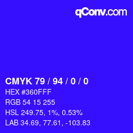 颜色代码: CMYK 79 / 94 / 0 / 0 | qconv.com