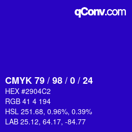 カラーコード: CMYK 79 / 98 / 0 / 24 | qconv.com