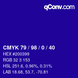 Color code: CMYK 79 / 98 / 0 / 40 | qconv.com