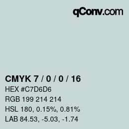 カラーコード: CMYK 7 / 0 / 0 / 16 | qconv.com