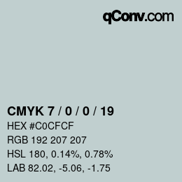 カラーコード: CMYK 7 / 0 / 0 / 19 | qconv.com