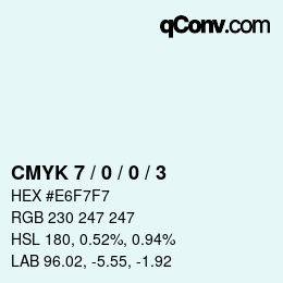 颜色代码: CMYK 7 / 0 / 0 / 3 | qconv.com
