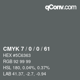 カラーコード: CMYK 7 / 0 / 0 / 61 | qconv.com